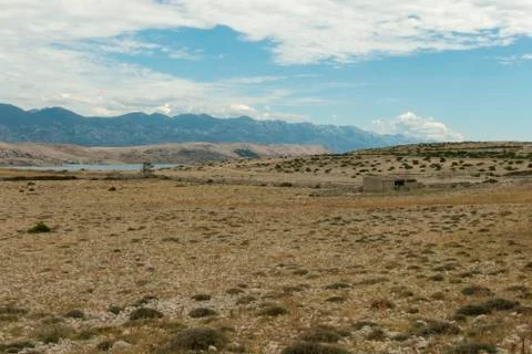 Velebit Mountain Range, Dinaric Alps, Croatia seen from island Pag Stock Photos