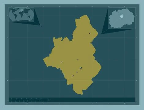 Veles, Macedonia. Solid color shape. Locations of major cities of the region Illustrazione stock