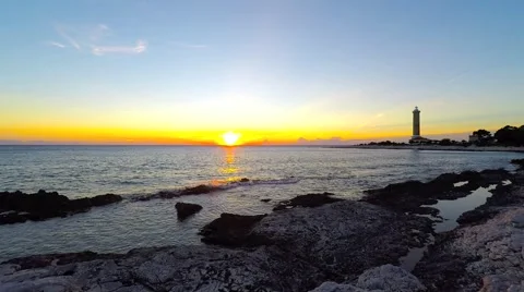 Veli Rat lighthouse at sunset Video stock 63227644
