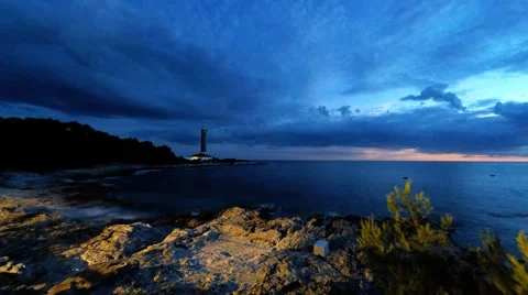 Veli Rat lighthouse Timelapse Stock Footage 63166343