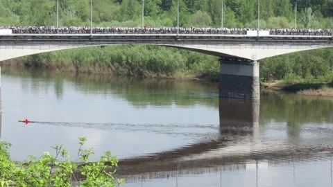 Velikoretsky Cretan procession on June 3, 2022 in the city of Kirov, many fa Stock Footage 304541838