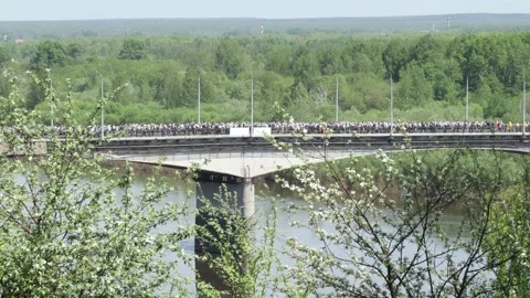 Velikoretsky Cretan procession on June 3, 2022 in the city of Kirov, many pi Stock Footage 304542505