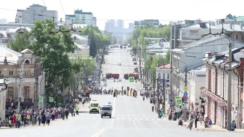 Velikoretsky religious procession on June 3, 2022 in the city of Kirov along Stock Footage 304544979