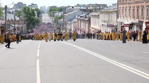 Velikoretsky Religious Procession on June 3, 2025 in Kirov, Russia Stock Footage 337192362
