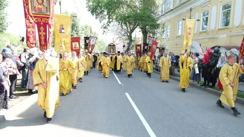 Velikoretsky Religious Procession on June 3, 2025 in Kirov, Russia Stock Footage 337192364