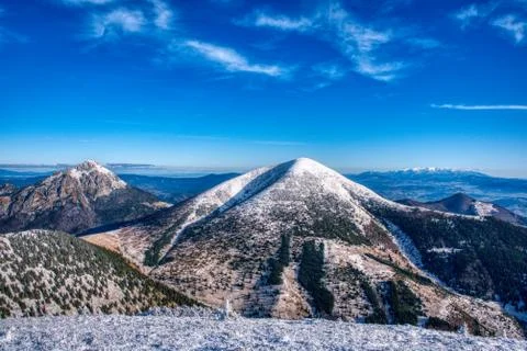 Velky Rozsutec and Stack stacked with snow in winter , slovakia Stock Photos