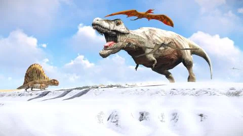 Velociraptor and pterodactyl 3d rendering イラスト素材