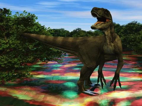 Velociraptor the dinosaur 3d rendering Illustrazione stock