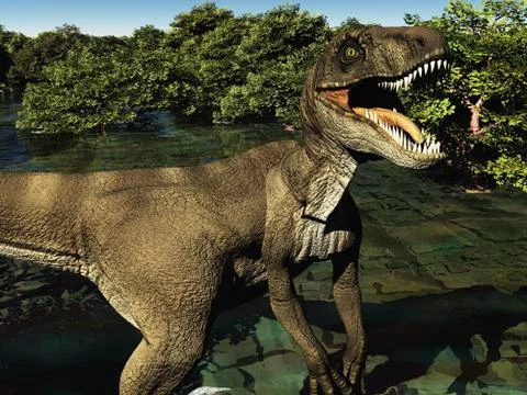 Velociraptor the dinosaur 3d rendering Stockillustratie
