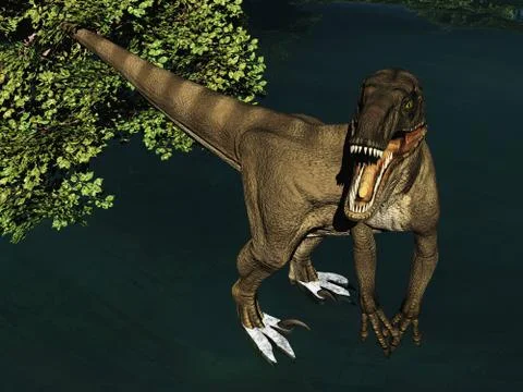 Velociraptor the dinosaur 3d rendering Stock Illustration