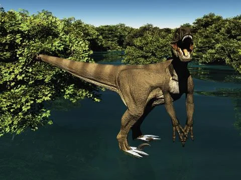 Velociraptor the dinosaur 3d rendering 库存插图