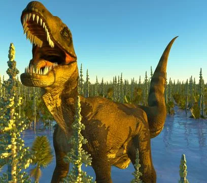 Velociraptor the dinosaur 3d rendering Stock Illustration