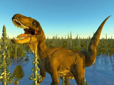 Velociraptor the dinosaur 3d rendering Stock Illustration