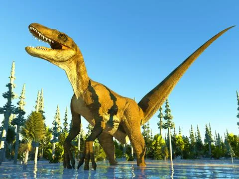 Velociraptor the dinosaur 3d rendering Stock Illustration