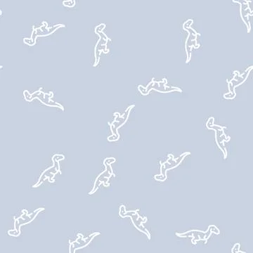 Velociraptor dinosaur line vector seamless pattern sign Stock Illustration