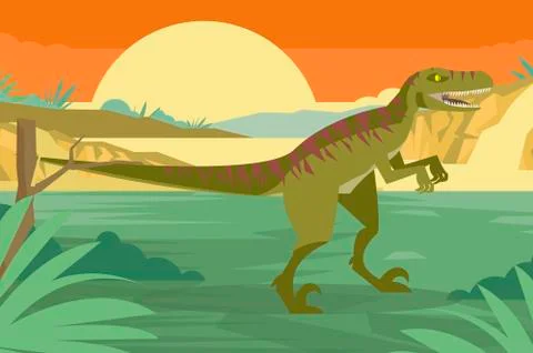 Velociraptor in the jungle Stock Illustration