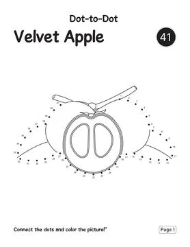 Velvet Apple Fruit Connect the Dots Activity Puzzle Page for Children Learnin Stock Illustration
