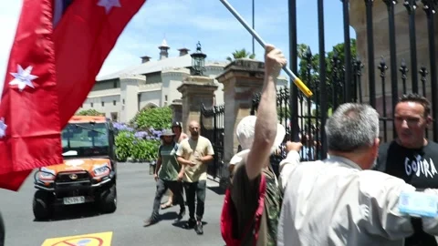 Velvet revolution protest force their way into the Royal Botanic Garden Sydney Stock Footage 167106972