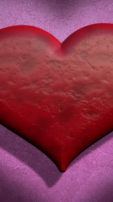 Velvet Surface With Embossed Heart, Elegant Relief Design Featuring Red Stock Footage 324877068