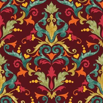 Velvet textured damask pattern design Stock Illustration