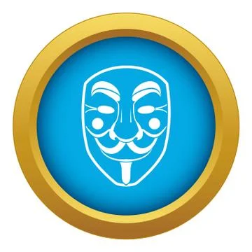 Vendetta mask icon blue vector isolated Ilustração Stock