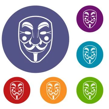 Vendetta mask icons set Ilustração Stock