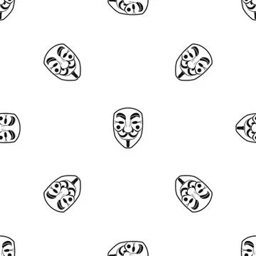 Vendetta mask pattern seamless black Ilustração Stock