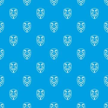 Vendetta mask pattern seamless blue Ilustração Stock