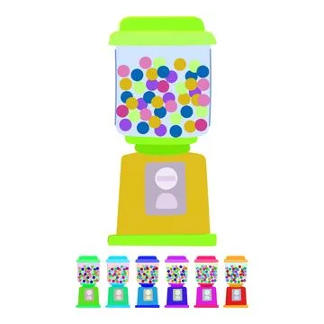 Vending bubblegum machine vector cartoon graphic Stock Illustration