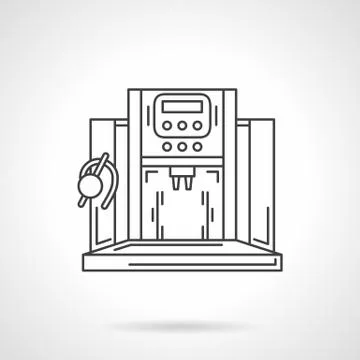 Vending coffee machine flat line vector icon Stock Illustration