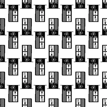 Vending coffee machine pattern seamless vector 스톡 일러스트