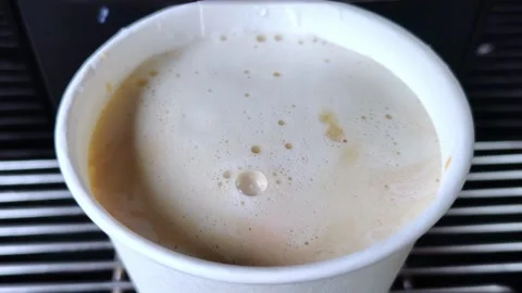Vending coffee machine prepare latte. Take away beverage. Stock Footage 279251915