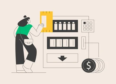 Vending machine abstract concept vector illustration. Stock Illustration