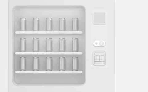 Vending machine and cans, 3d rendering. Stock Illustration