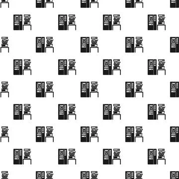 Vending machine and coffee maker seamless pattern 스톡 일러스트