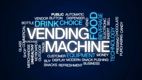 Vending machine animated word cloud, text design animation. Stock Footage 81874489