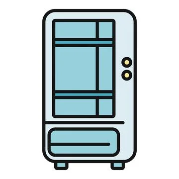 Vending machine automatically dispensing snacks and beverages icon Stock Illustration