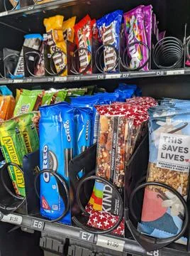 Vending machine bars variety selection. Stock-Fotos