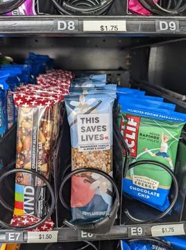 Vending machine bars variety selection 4 Stock-Fotos