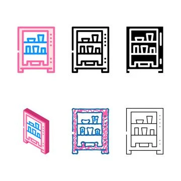 Vending machine color stylized icon vector line Stock Illustration