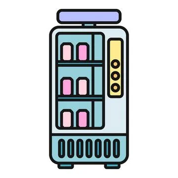 Vending machine distributing drinks and snacks icon Stock Illustration