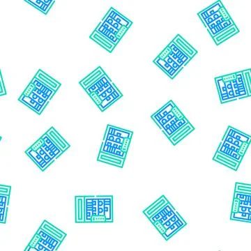 Vending machine with food and drinks in canteen vector seamless pattern Stockillustratie