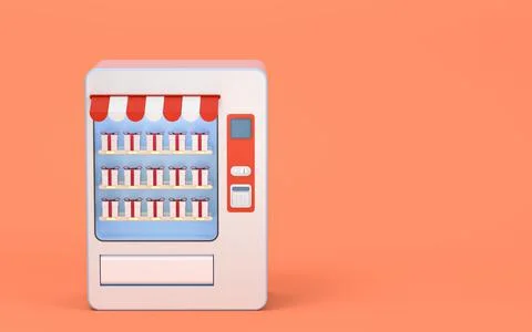 A vending machine full of gifts, 3d rendering. Stock Illustration