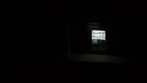 Vending machine glowing in the dark at station, Hakodate, Japan, 2026.09.10. Stock Footage 345427410
