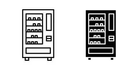 Vending machine icon collection in black, Line icons, flat symbols Stock Illustration