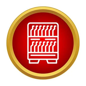 Vending machine icon with drinks in red circle Stock Illustration
