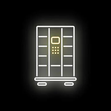 Vending machine icon glowing with bright neon light Stockillustratie