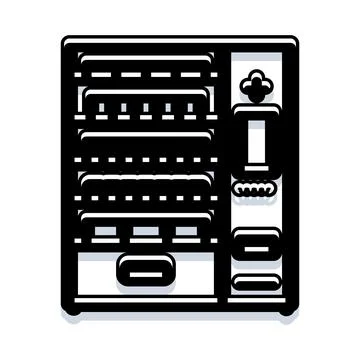 Vending machine icon offering snacks and beverage products Stock Illustration