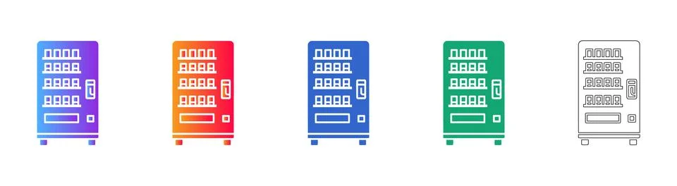Vending Machine Icon Set in Gradient and Outline Styles イラスト素材
