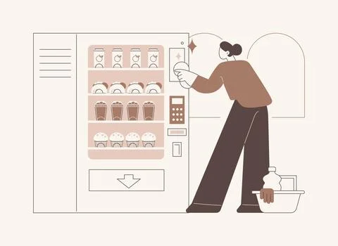 Vending machine maintenance isolated cartoon vector illustrations. Ilustración de archivo